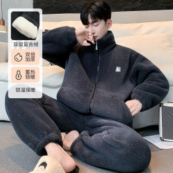 向薇 男士秋冬季休闲家居服锁温保暖睡衣两件套