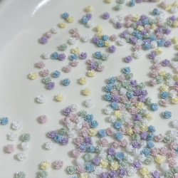 迷你小号糖果混色山茶花美甲饰品珠光玫瑰花指甲DIY配饰4mm