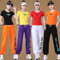 夏季新款服广场舞蹈服装短袖运动服套装健身卫裤鬼步跳舞衣女春