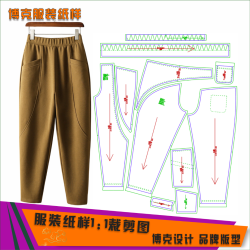 2869 服装纸样裁剪图女九分萝卜裤缝纫纸样