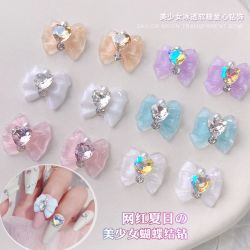 CY美甲饰品美少女爱心战士蝴蝶结果冻蝴蝶结美甲钻14*13mm