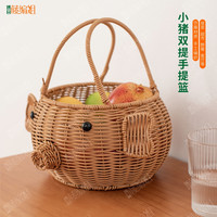 B055LX塑料手提藤编手工大号藤条家用置物收纳筐菜篮子编织收纳篮