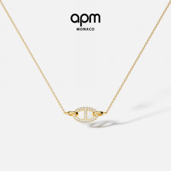 APM Monaco Maille Marine项链金黄色锁骨链高级时尚感个性女