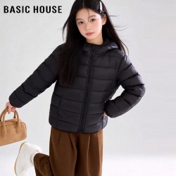 百家好 儿童连帽羽绒服2026秋冬新款女童中大童冬装羽绒外套