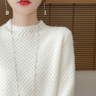 子牧棉麻 0871 半高领宽松 原绒驼 均码 女士针织衫