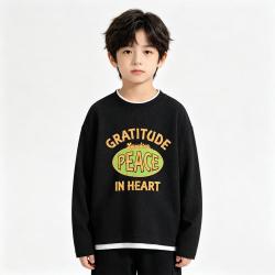 班尼路 JUNIOR 班尼路童装男童华夫格假俩件圆领卫衣儿童春秋套头休闲上衣中大童