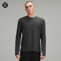 lululemon 丨Surge Warm 男士圆领运动衫运动上衣 芯吸 LM3DBRS 杂色石墨灰/黑 M