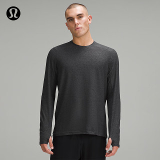 lululemon 丨Surge Warm 男士圆领运动衫运动上衣 芯吸 LM3DBRS 杂色石墨灰/黑 S