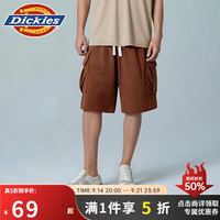 Dickies 美式复古工装短裤男士宽松直筒五分裤休闲运动中裤男装 卡布奇诺棕 M