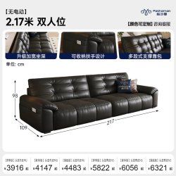 帕沙曼 政府补贴帕沙曼云朵电动沙发床可躺可睡大黑熊真皮沙发中古风青皮