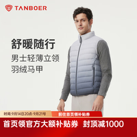 坦博尔 秋冬羽绒服男轻薄短款立领羽绒保暖内搭外穿马甲TAF310101A 几何线条灰 L (175)