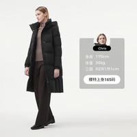坦博尔 TBF520796A 鹅绒长款连帽羽绒服 黑色 XS