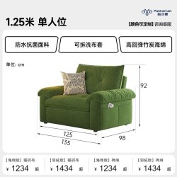 帕沙曼 布艺沙发客厅书房小户型简约现代云朵沙发单双人出租房公寓 1.25米