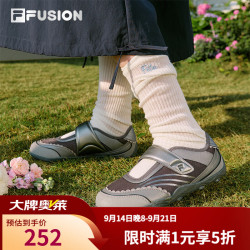 FILA FUSION潮牌薄巧鞋FLORA玛丽珍女鞋芭蕾鞋2025夏季新款凉鞋 影黑灰/镍银色-DN 36