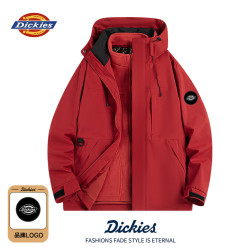 Dickies 三合一内胆冲锋衣秋冬季防风防水外套户外保暖登山服情侣款 朱雀红 L