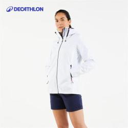 迪卡侬 冲锋衣女运动户外秋冬防风衣防水外套月影白XL-4450054