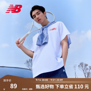 new balance NB官方26新款秋季男款时尚百搭舒适透气运动短袖T恤 白色MT6179UM S