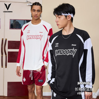 VEIDOORN 长袖瞬息系列投篮服T恤男美式篮球训练服运动跑步上衣透气网眼 瞬息米红 S （建议190/95KG)