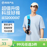 网易严选 超值T3.0 男女同款纯棉短袖T恤 100%新疆棉圆领内搭 10A抗菌 短袖款-云水蓝  2XL 建议180-185CM，175-190斤