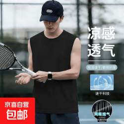 凉感纯色男无袖背心夏装健身运动网眼速干打底衫潮流内搭上衣 网眼背心-黑色 2XL