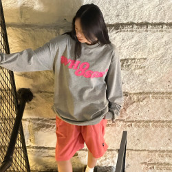 WHOOSIS 幻影logo长袖t恤纯棉打底衫男女情侣美式街头宽松 花灰色 L