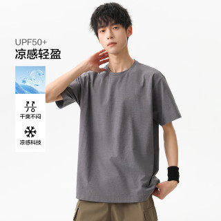 布衣传说 UPF50+防晒 男士短袖T恤 深紫灰