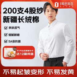 1号会员店 200支新疆长绒棉5A抗菌免烫男士长袖衬衫 白色 40
