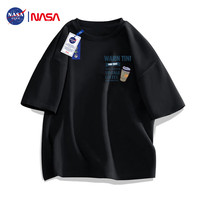 NASA GISS 官方潮牌联名T恤男潮流简约青少年纯棉休闲风短袖上衣 黑色 2XL