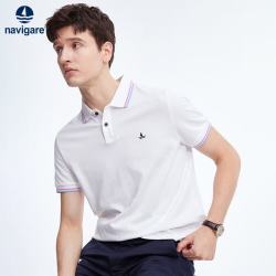 navigare 小帆船短袖Polo衫男夏季纯棉简约通勤翻领上衣1125521311
