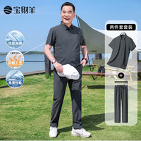 宝财羊 爸爸套装夏季短袖t恤男冰丝凉感polo衫中老年人上衣服父亲节礼物