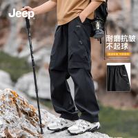 吉普 工装裤男2026新款休闲裤男直筒宽松冲锋 XL 曜石黑
