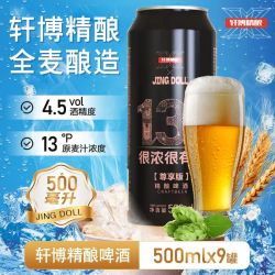 轩博 JINGDOLL轩博精酿500ml罐原麦汁浓度13P德式小麦白啤啤酒