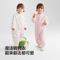 巴拉巴拉 balaOne婴儿连体衣秋冬宝宝包屁衣爬服两面穿萌 粉色小兔子60356 90cm