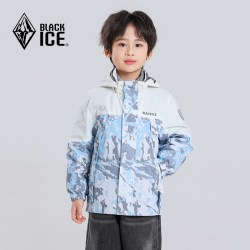 黑冰 儿童三合一羽绒服男女童600蓬鹅绒内胆户外防风保暖外套9117