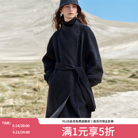 范思蓝恩 轻奢天丝羊绒大衣女围巾双面毛呢子外套2025冬季新款4203