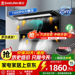 樱花卫厨 樱花顶侧双吸油烟机25立方大吸力变频免拆电热自清洗1000Pa大静压一级能效CXW-288-TQE01