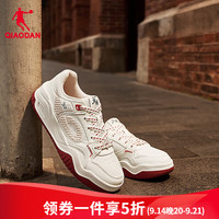 乔丹（QIAODAN）启承5.0女鞋板鞋秋季复古面包鞋增高潮流休闲鞋情侣运动鞋 象牙白/铁红色 35.5