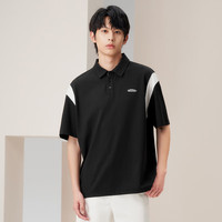 gxgjeans gxg.jeans男装短袖POLO衫夏季翻领撞色简约休闲上衣 3色可选 黑色 M 170