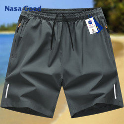 NASA GOOD 短裤男士夏季纯色百搭潮流运动薄款透气弹力宽松五分裤子 灰3XL