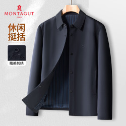 梦特娇 秋季按扣翻领夹克简约外套 JG 藏青 XL