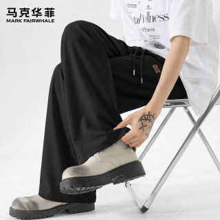 马克华菲 冰丝阔腿裤 凉感透气 黑色 L 男士休闲裤