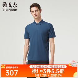 雅戈尔 短袖POLO衫男翻领可机洗桑蚕丝保型领混纺面料柔软舒适2025合款 灰蓝VSZS513117HFA L （135-150斤）