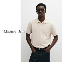 Massimo Dutti 秋季新款2026男装简约质感细纹理棉质网眼布POLO衫00766196 浅棕色 L (CN 185/104A)