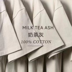 ENYIN 100纯棉250g重磅深灰色纯棉短袖t恤纯色大码半袖男女上衣 海鸥灰 L (135-150斤-宽松版型)