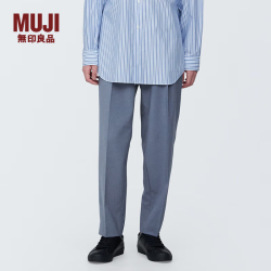 無印良品 MUJI 男式 单褶裤 男士长裤子春款 休闲裤 男装 AE0XIA4S 烟熏蓝色 S 165/72A