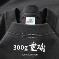 芭诗300g重磅纯棉短袖t恤情侣款纯色上衣短袖简约全棉上衣打底衫 高级灰 2XL 建议180-200斤