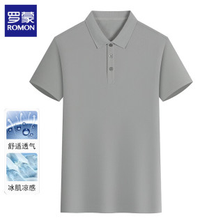 罗蒙 冰丝短袖T恤 男 灰色 3XL