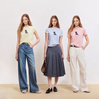 ONLY 2026秋季新款纯棉上衣罗纹圆领正肩短袖T恤女