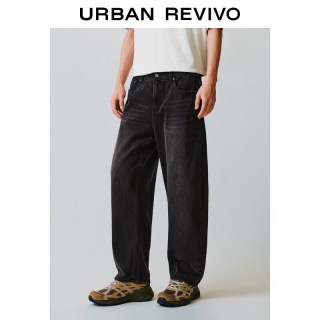 URBAN REVIVO UUY860039 做旧水洗弯刀牛仔裤 黑色 31