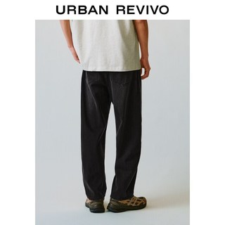 URBAN REVIVO UUY860039 做旧水洗弯刀牛仔裤 黑色 31
